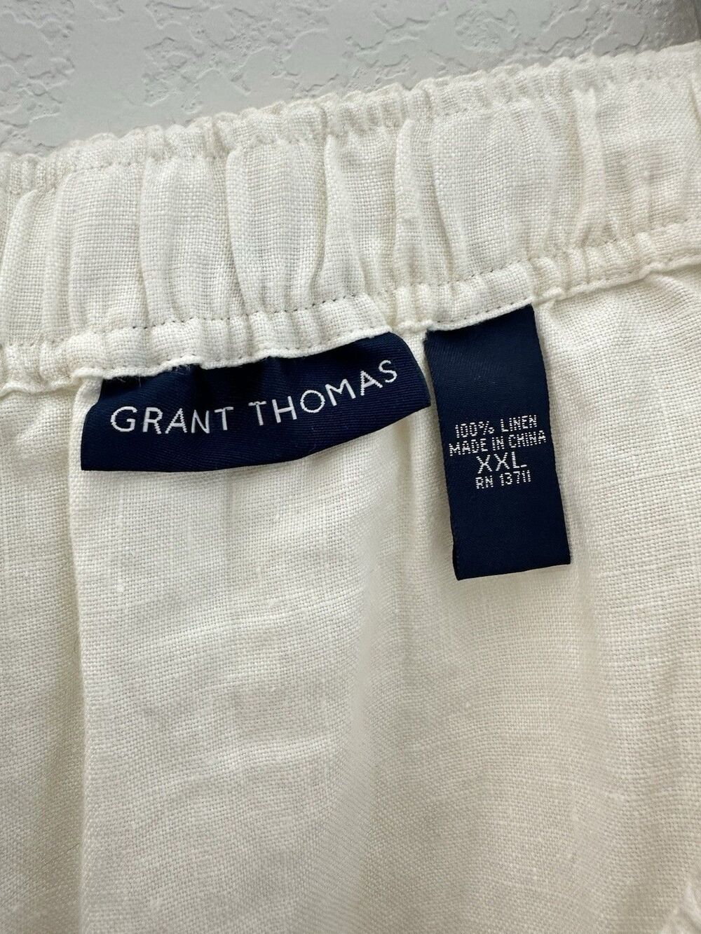Grant Thomas 100% Linen Cargo Shorts Mens XXL Off White Cream Drawstring - Picture 3 of 9